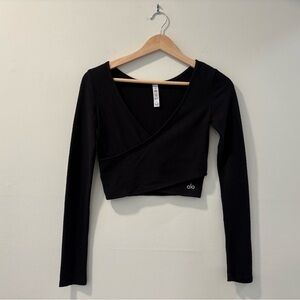ALO Yoga Amelia Crop Ballet Faux Wrap Sweater